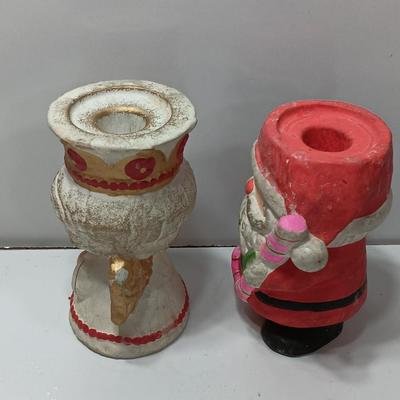 Vintage Santa and Angel candle holders