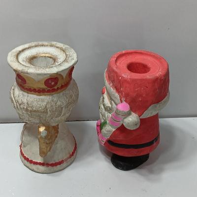 Vintage Santa and Angel candle holders