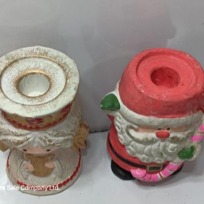 Vintage Santa and Angel candle holders