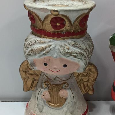 Vintage Santa and Angel candle holders