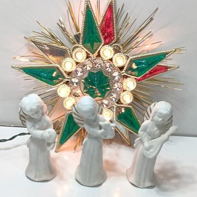 Vintage tree topper and three angel figures