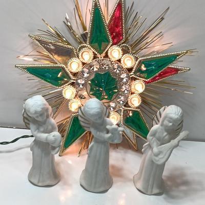 Vintage tree topper and three angel figures