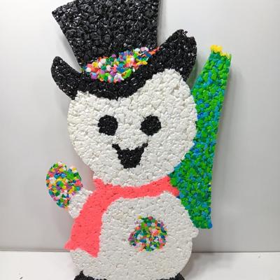 Vintage popcorn snowman