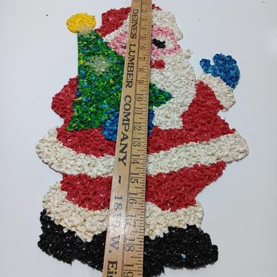 Vintage popcorn Santa with tree
