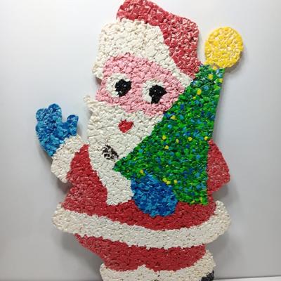 Vintage popcorn Santa with tree