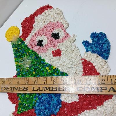 Vintage popcorn Santa with tree