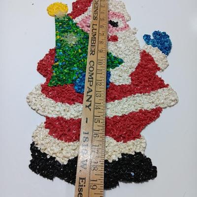 Vintage popcorn Santa with tree