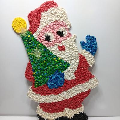 Vintage popcorn Santa with tree