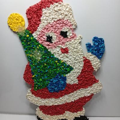 Vintage popcorn Santa with tree