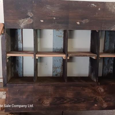 Rustic Barn wood Cupboard / wall shelf with cubbies and doors Hand made.
