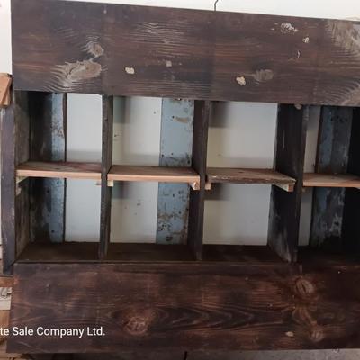 Rustic Barn wood Cupboard / wall shelf with cubbies and doors Hand made.