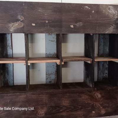 Rustic Barn wood Cupboard / wall shelf with cubbies and doors Hand made.