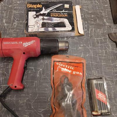 Milwaukee heat gun with electric glue gun and staple gun