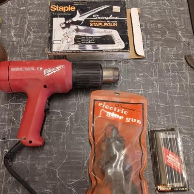 Milwaukee heat gun with electric glue gun and staple gun