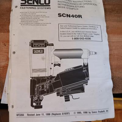 Senco Fastening systems SCN40R coil roofing Nailer with partial box of nails