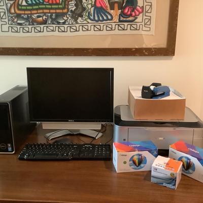 351 Dell Desktop Computer with 22" Monitor, Canon Pixma Printer , Office Supplies