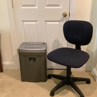 353 Fellowes Shredder and Blue Swivel Adjustable Office Chair