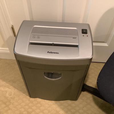 353 Fellowes Shredder and Blue Swivel Adjustable Office Chair