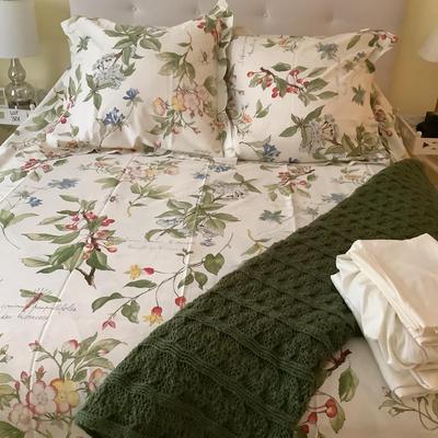 364 Pottery Barn "French Cherry Blossom" Queen/Full Duvet Cover 2x Euro Pillow Covers