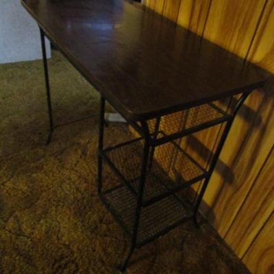 Metal Frame and Wire Mesh Desk with Wood Finish Top- Approx  35