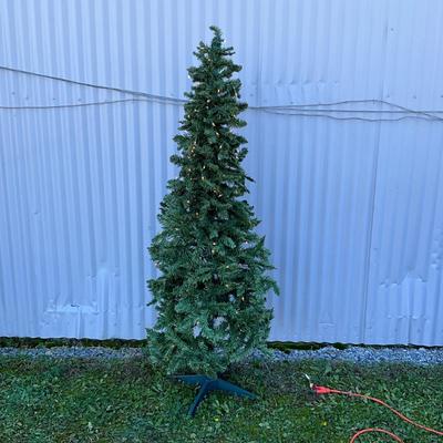 506 5'5" Pre-Lit Faux Skinny Christmas Tree with Stand