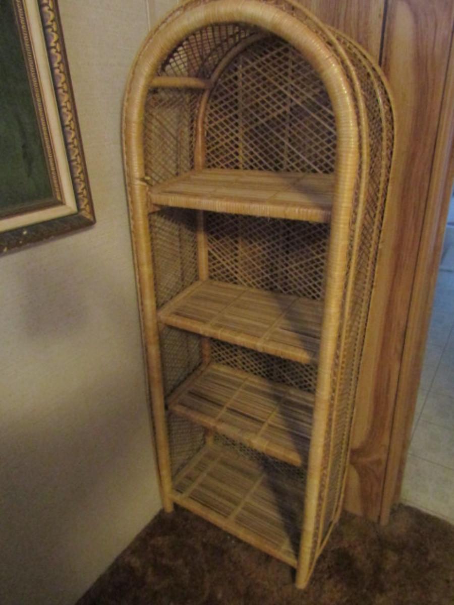 Wicker Rattan Arched Shelf Approx 56" Tall