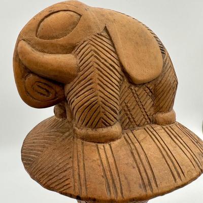 Antique Fly Whisk Carved with Elephant