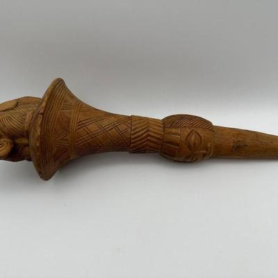 Antique Fly Whisk Carved with Elephant
