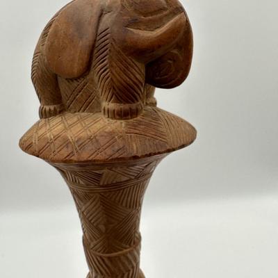 Antique Fly Whisk Carved with Elephant