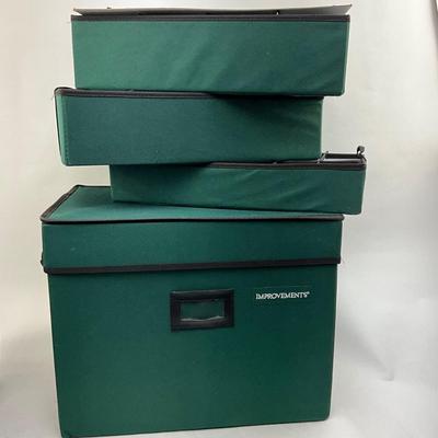 522 Green Canvas Improvements 3 Section Ornament Storage Box