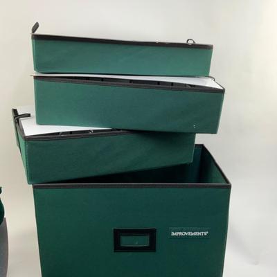523 Green Improvements Canvas 3 Section Ornament Storage Box
