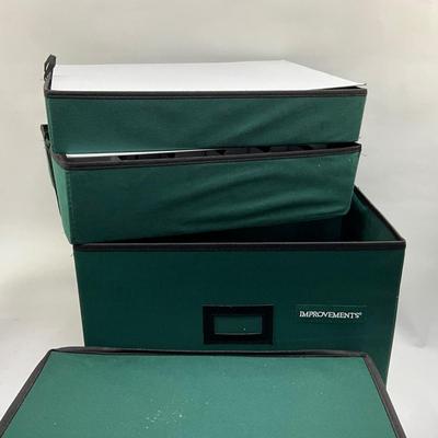 524 Green Improvements 3 Section Canvas Ornament Storage Box