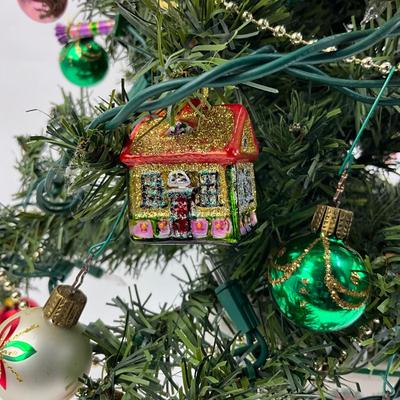 526 Spode Christmas Tree Porcelain Base with Glass Ornaments