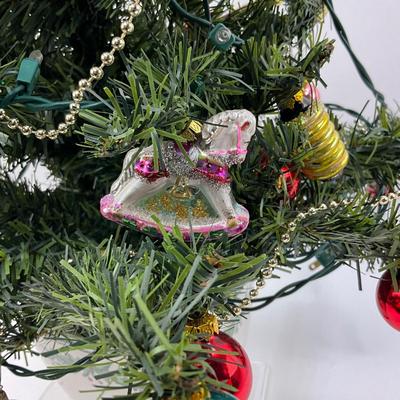 526 Spode Christmas Tree Porcelain Base with Glass Ornaments