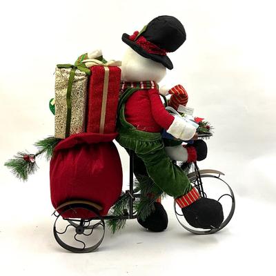 528 Large 23" Plush Snowmen on Bicycle Holiday Display