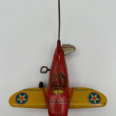 Vintage Marx Tin Windup Rollover Plane USA