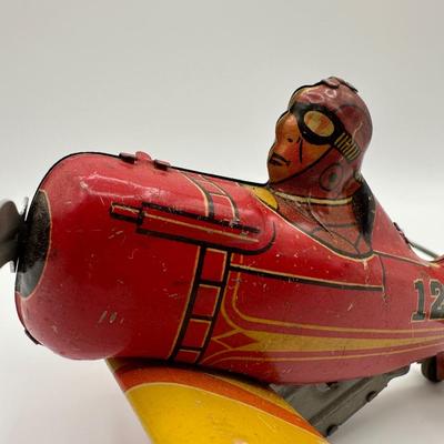Vintage Marx Tin Windup Rollover Plane USA