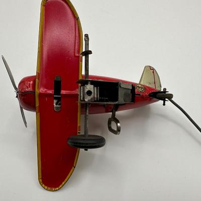 Vintage Marx Tin Windup Rollover Plane USA