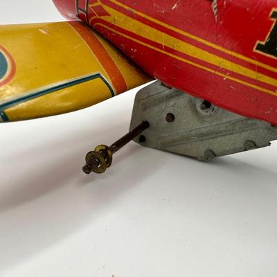 Vintage Marx Tin Windup Rollover Plane USA