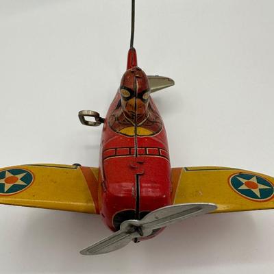 Vintage Marx Tin Windup Rollover Plane USA