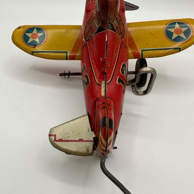 Vintage Marx Tin Windup Rollover Plane USA