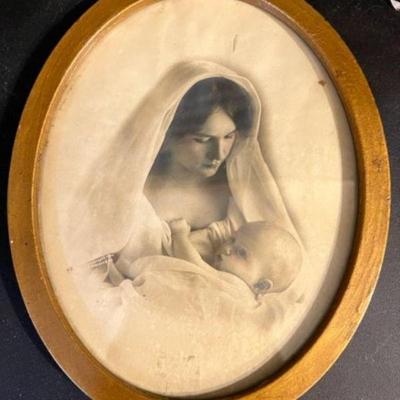 Antique Sephia Photo Mom and Child