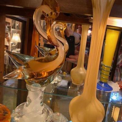 Older beautiful Labeled Venetian Duck and Art glass Vase