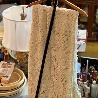 vintage tall dark brown wooden cane 38 inches tall