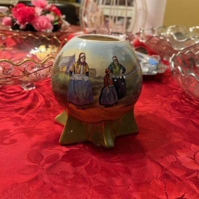 Rare Antique Royal Bonn hand painted German squat ball cabinet art