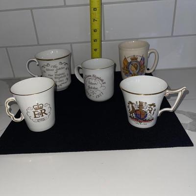 Queen Elizabeth mugs: Lot of 5