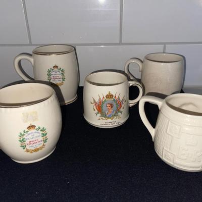 Queen Elizabeth Mugs: Lot of 5