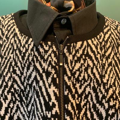 Festive Edge: Talbots Black & White Zip Motorcycle Jacket - Size 14