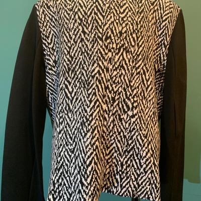 Festive Edge: Talbots Black & White Zip Motorcycle Jacket - Size 14