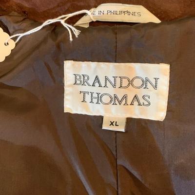 Autumnal Chic: Brandon Thomas Brown Leather Duster Jacket - Size XL